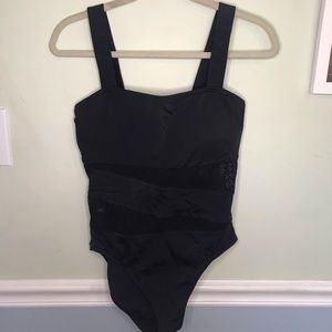 DKNY black mesh one piece swimsuit